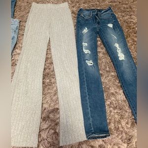 aero jeans 00, grey flare leggings xs